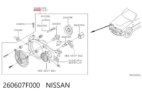 Фара ліва 260607F000 Nissan/Infiniti