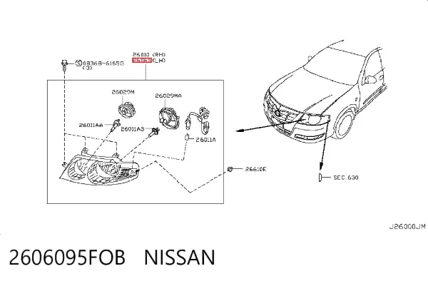 Фара ліва 2606095FOB Nissan/Infiniti
