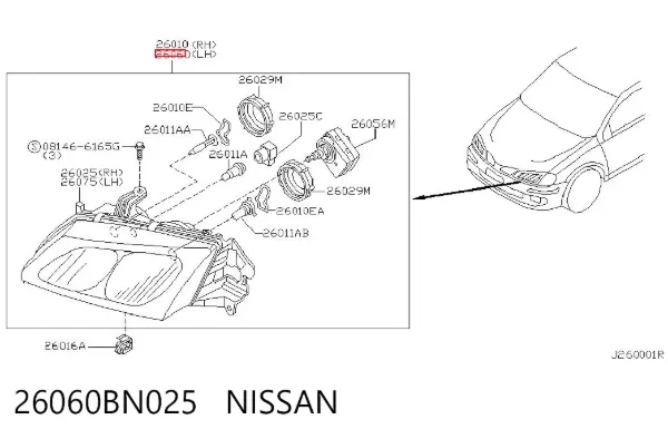 Фара ліва 26060BN025 Nissan/Infiniti