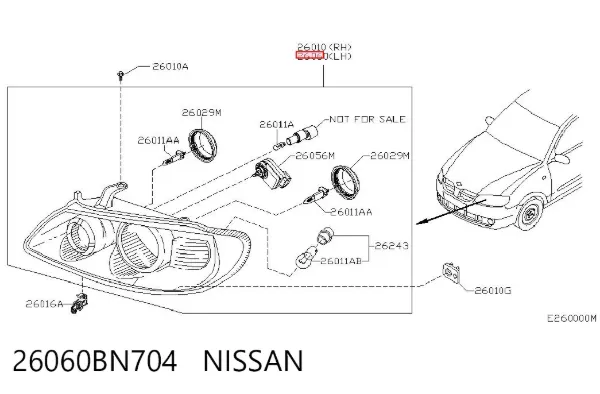 Фара ліва 26060BN704 Nissan/Infiniti