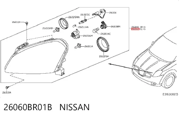 Фара ліва 26060BR01B Nissan/Infiniti