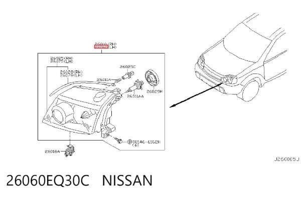 Фара ліва 26060EQ30C Nissan/Infiniti