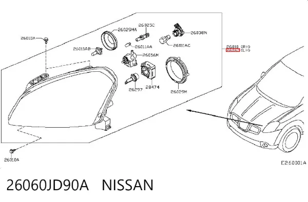 Фара ліва 26060JD90A Nissan/Infiniti