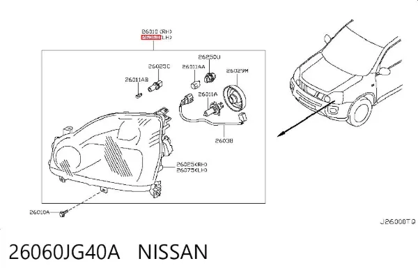 Фара ліва 26060JG40A Nissan/Infiniti