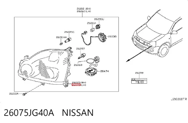 Фара ліва 26075JG40A Nissan/Infiniti