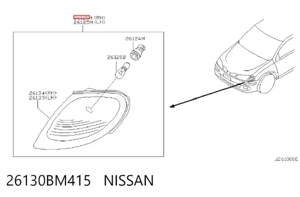 Вказівник повороту правий 26130BM415 Nissan/Infiniti