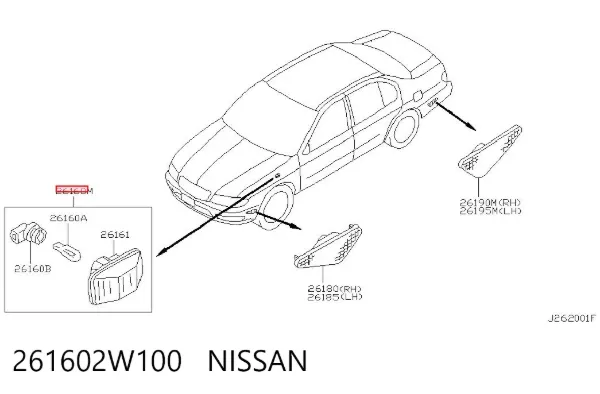 Повторювач повороту на крилі 261602W100 Nissan/Infiniti