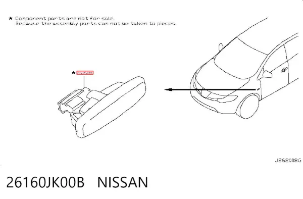 Повторювач повороту на крилі 26160JK00B Nissan/Infiniti