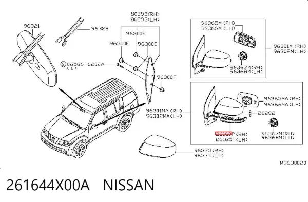 Покажчик повороту дзеркала, правий 261644X00A Nissan/Infiniti