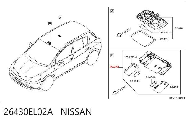 Плафон освітлення кабіни 26430EL02A Nissan/Infiniti
