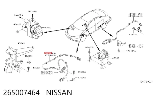 Датчик АБС (ABS) передній, правий 265007464 Nissan/Infiniti