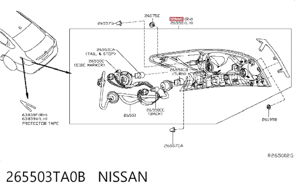 Задня права фара 265503TA0B Nissan/Infiniti