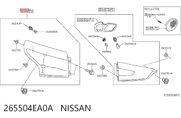 Ліхтар задній правий, зовнішній 265504EA0A Nissan/Infiniti