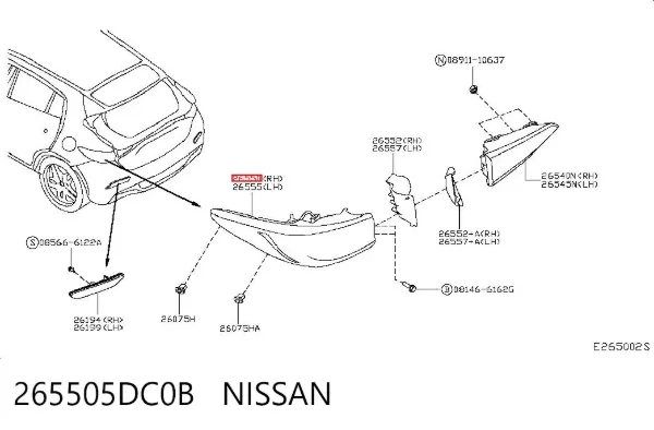 Задня права фара 265505DC0B Nissan/Infiniti