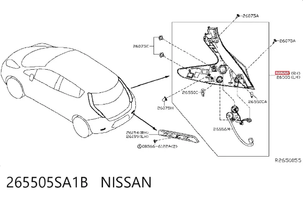 Задня права фара 265505SA1B Nissan/Infiniti