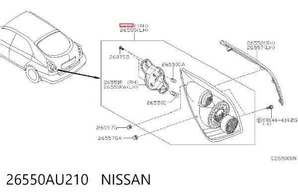 Задня права фара 26550AU210 Nissan/Infiniti
