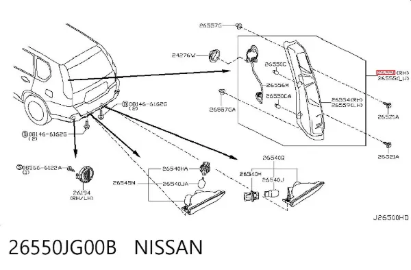 Задня права фара 26550JG00B Nissan/Infiniti
