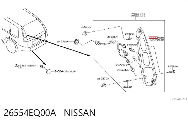 Задня права фара 26554EQ00A Nissan/Infiniti