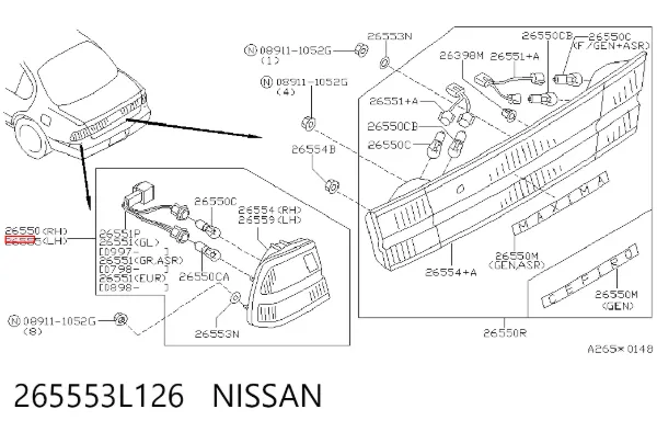 Лівий стоп 265553L126 Nissan/Infiniti