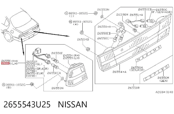 Лівий стоп Nissan Maxima A32
