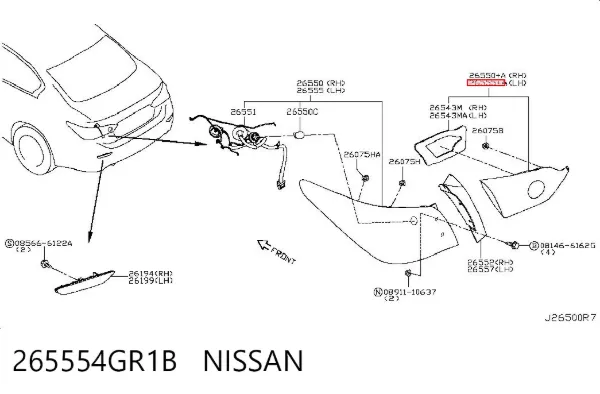 Лівий стоп 265554GR1B Nissan/Infiniti