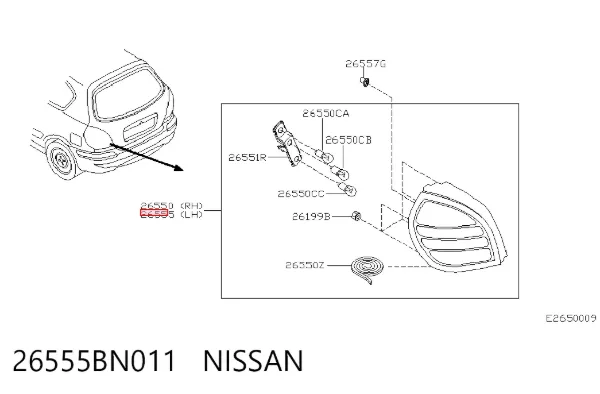 Лівий стоп 26555BN011 Nissan/Infiniti