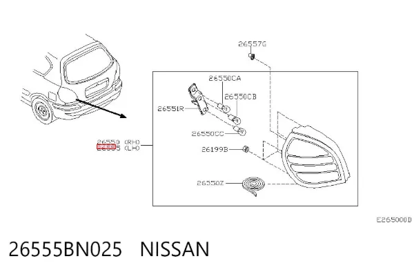 Лівий стоп 26555BN025 Nissan/Infiniti