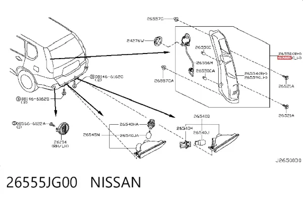 Лівий стоп 26555JG00 Nissan/Infiniti
