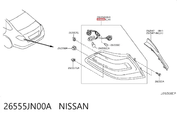 Лівий стоп Nissan Teana J32