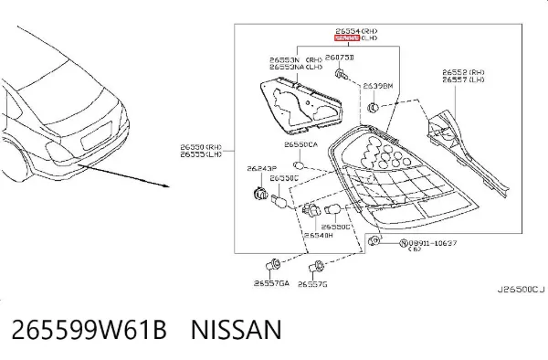 Лівий стоп 265599W61B Nissan/Infiniti