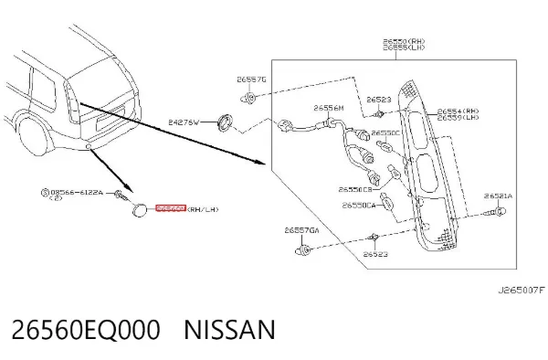 Катафот (відбивач) заднього бампера 26560EQ000 Nissan/Infiniti