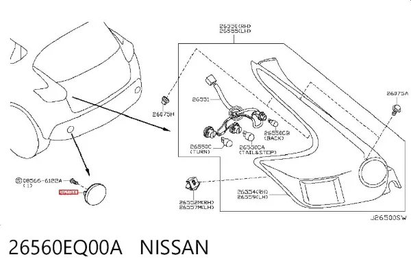 Катафот (відбивач) заднього бампера 26560EQ00A Nissan/Infiniti