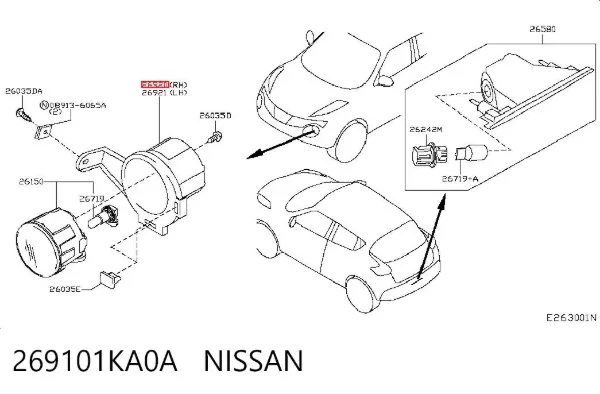 Кронштейн кріплення протитуманною фари, правої 269101KA0A Nissan/Infiniti