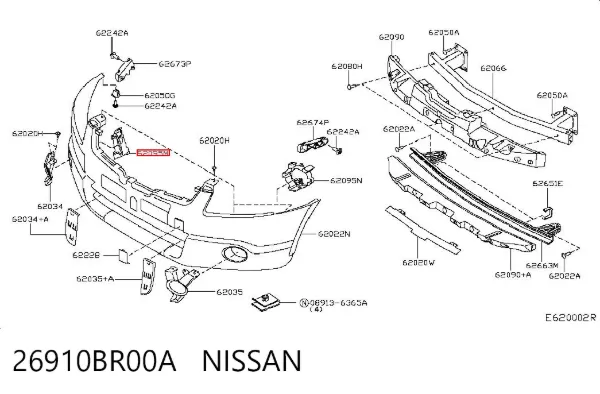 Кронштейн кріплення протитуманною фари, правої 26910BR00A Nissan/Infiniti