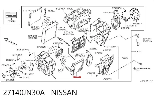 Радіатор пічки Nissan Teana J32