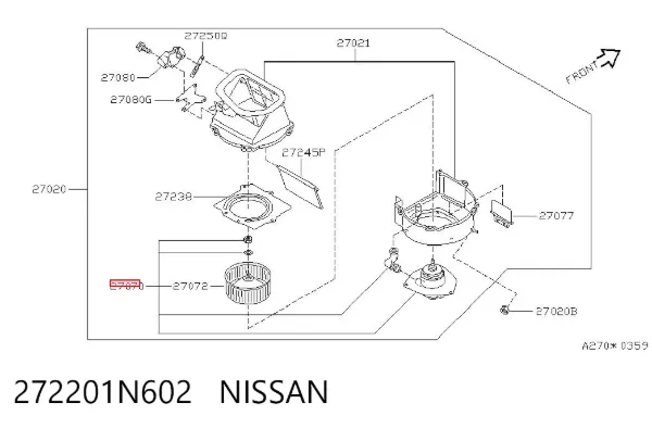 Вентилятора пічки 272201N602 Nissan/Infiniti