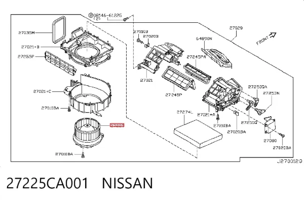 Вентилятора пічки 27225CA001 Nissan/Infiniti