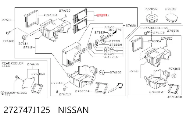 Фільтр салону 272747J125 Nissan/Infiniti