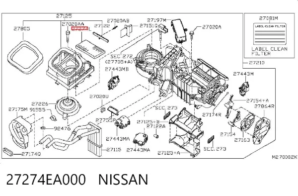 Фільтр салону 27274EA000 Nissan/Infiniti