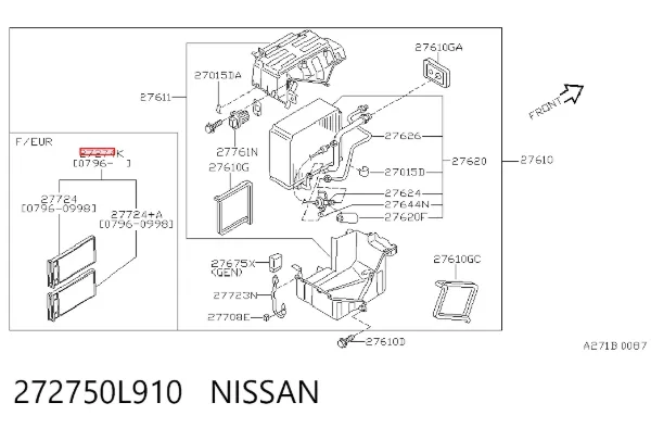 Фільтр салону 272750L910 Nissan/Infiniti
