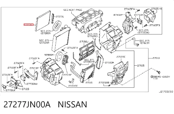 Фільтр салону 27277JN00A Nissan/Infiniti