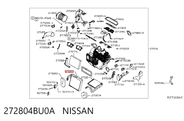 Випаровувач кондиціонера 272804BU0A Nissan/Infiniti