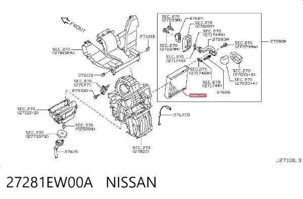 Випаровувач кондиціонера 27281EW00A Nissan/Infiniti