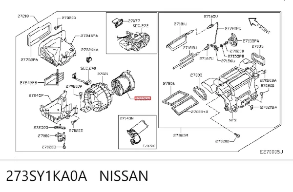 Вентилятора пічки 273SY1KA0A Nissan/Infiniti