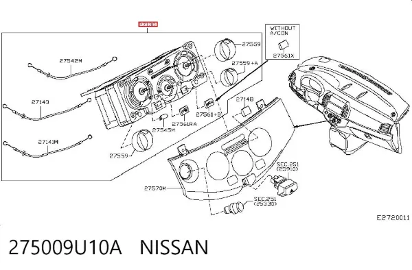 Блок управління кондиціонером 275009U10A Nissan/Infiniti