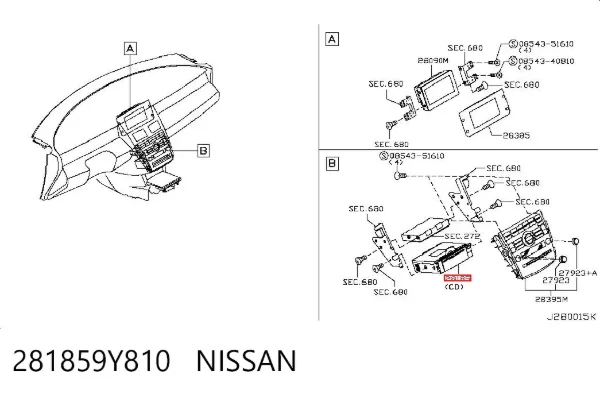 Магнітола 281859Y810 Nissan/Infiniti