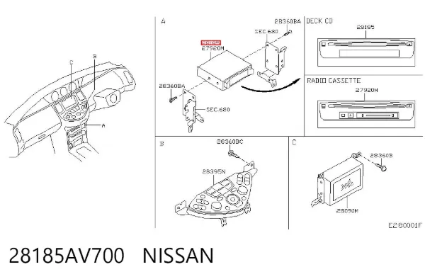 Магнітола 28185AV700 Nissan/Infiniti