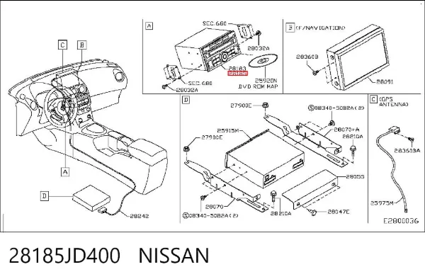 Магнітола 28185JD400 Nissan/Infiniti