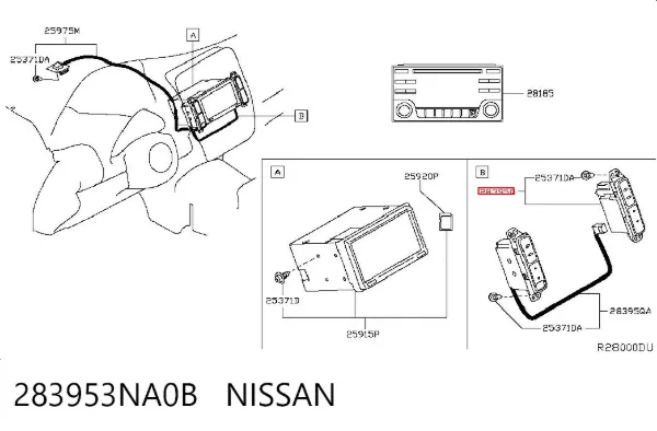 Блок кнопок центральної консолі 283953NA0B Nissan/Infiniti