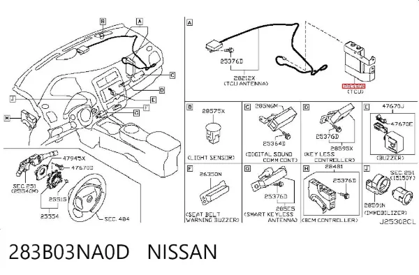 Блок комфорту 283B03NA0D Nissan/Infiniti